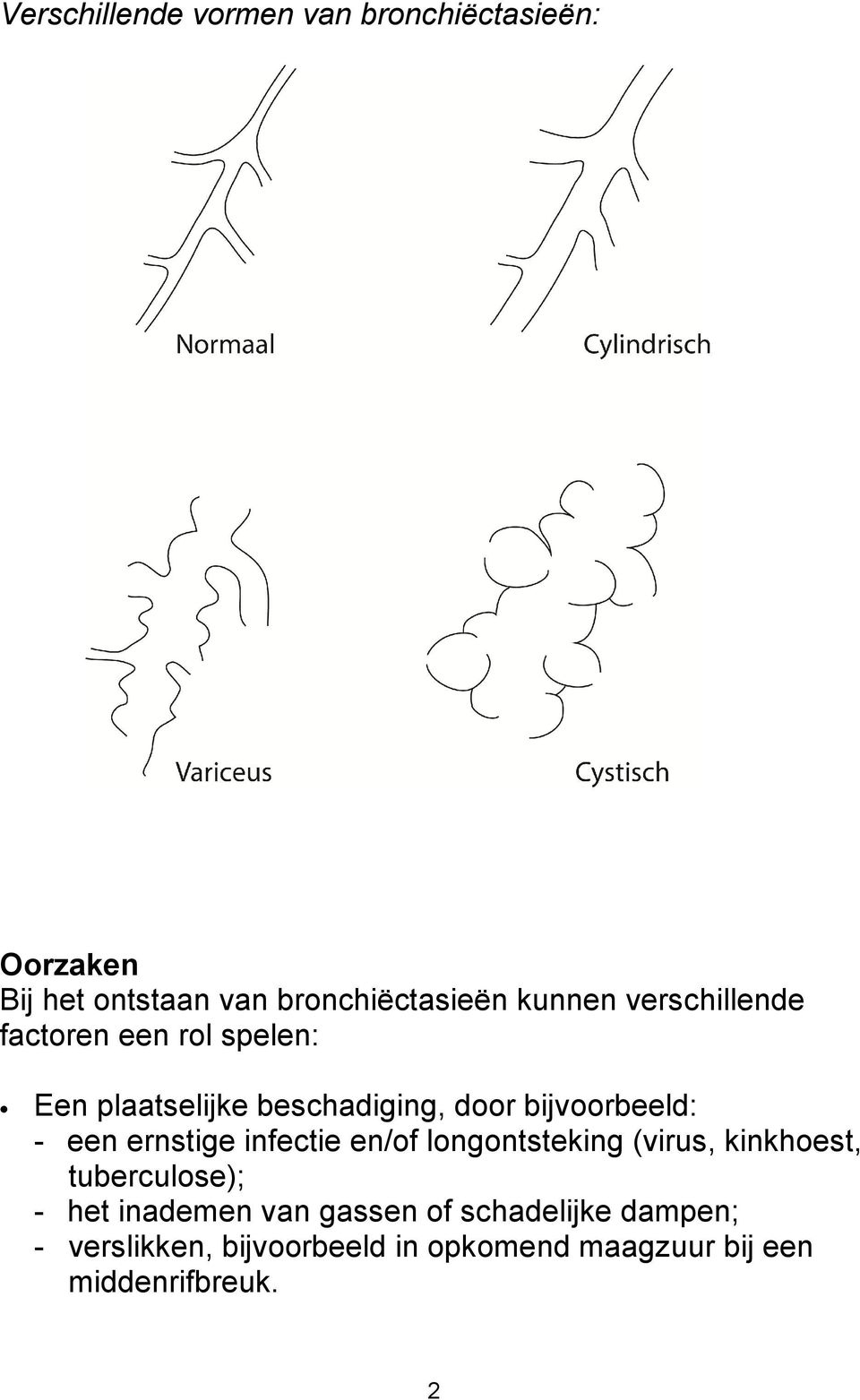 ernstige infectie en/of longontsteking (virus, kinkhoest, tuberculose); - het inademen van