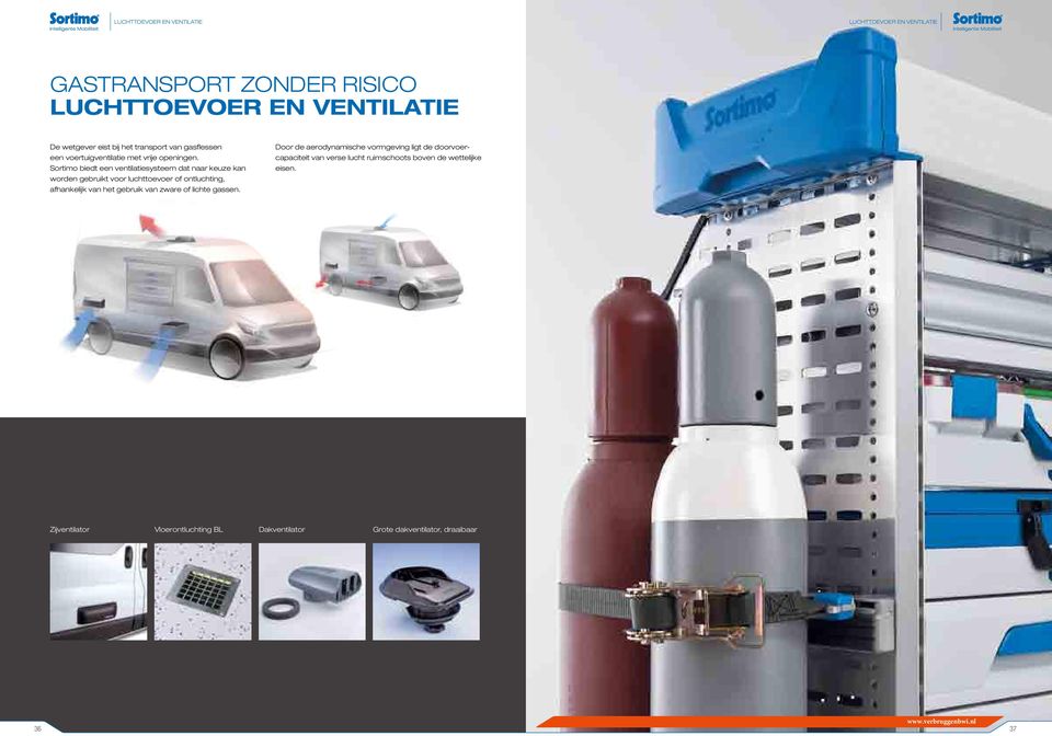 Sortimo biedt een ventilatiesysteem dat naar keuze kan worden gebruikt voor luchttoevoer of ontluchting, afhankelijk van het gebruik van