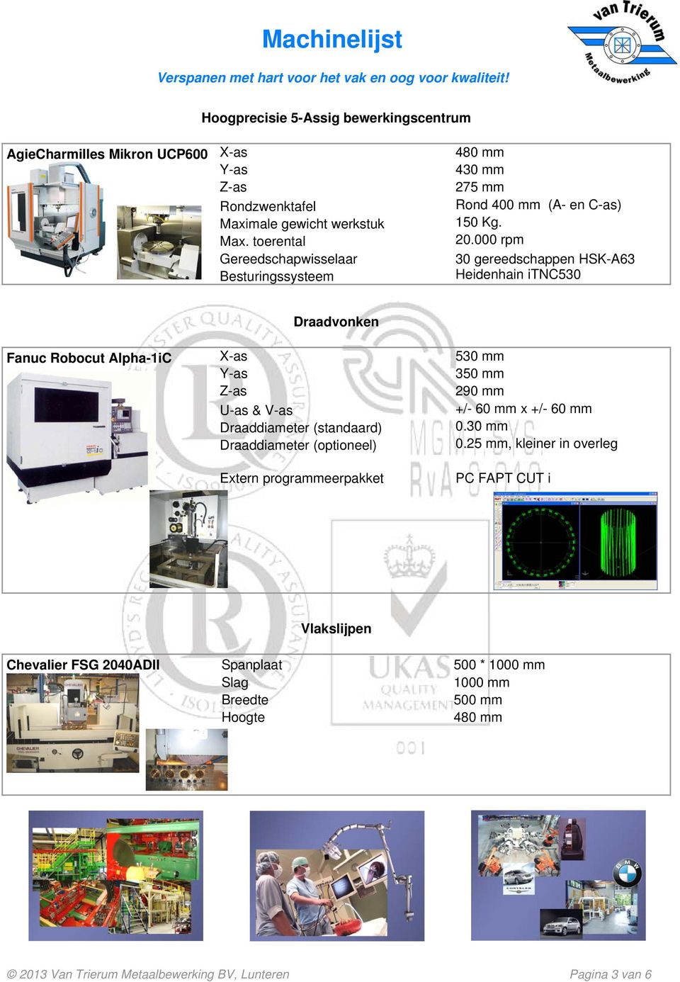 000 rpm 30 gereedschappen HSK-A63 Heidenhain itnc530 Draadvonken Robocut Alpha-1iC X-as 530 mm 350 mm 290 mm U-as & V-as +/- 60 mm x +/- 60 mm Draaddiameter