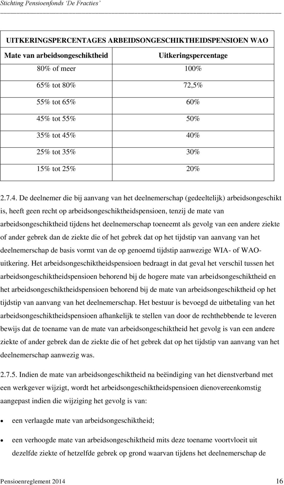 De deelnemer die bij aanvang van het deelnemerschap (gedeeltelijk) arbeidsongeschikt is, heeft geen recht op arbeidsongeschiktheidspensioen, tenzij de mate van arbeidsongeschiktheid tijdens het