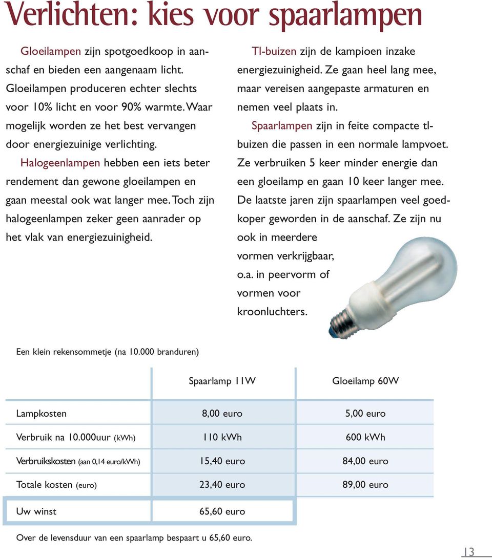 toch zijn halogeenlampen zeker geen aanrader op het vlak van energiezuinigheid. Tl-buizen zijn de kampioen inzake energiezuinigheid.