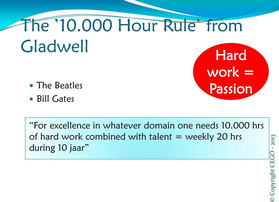 Gates Hard work = Passion For excellence in