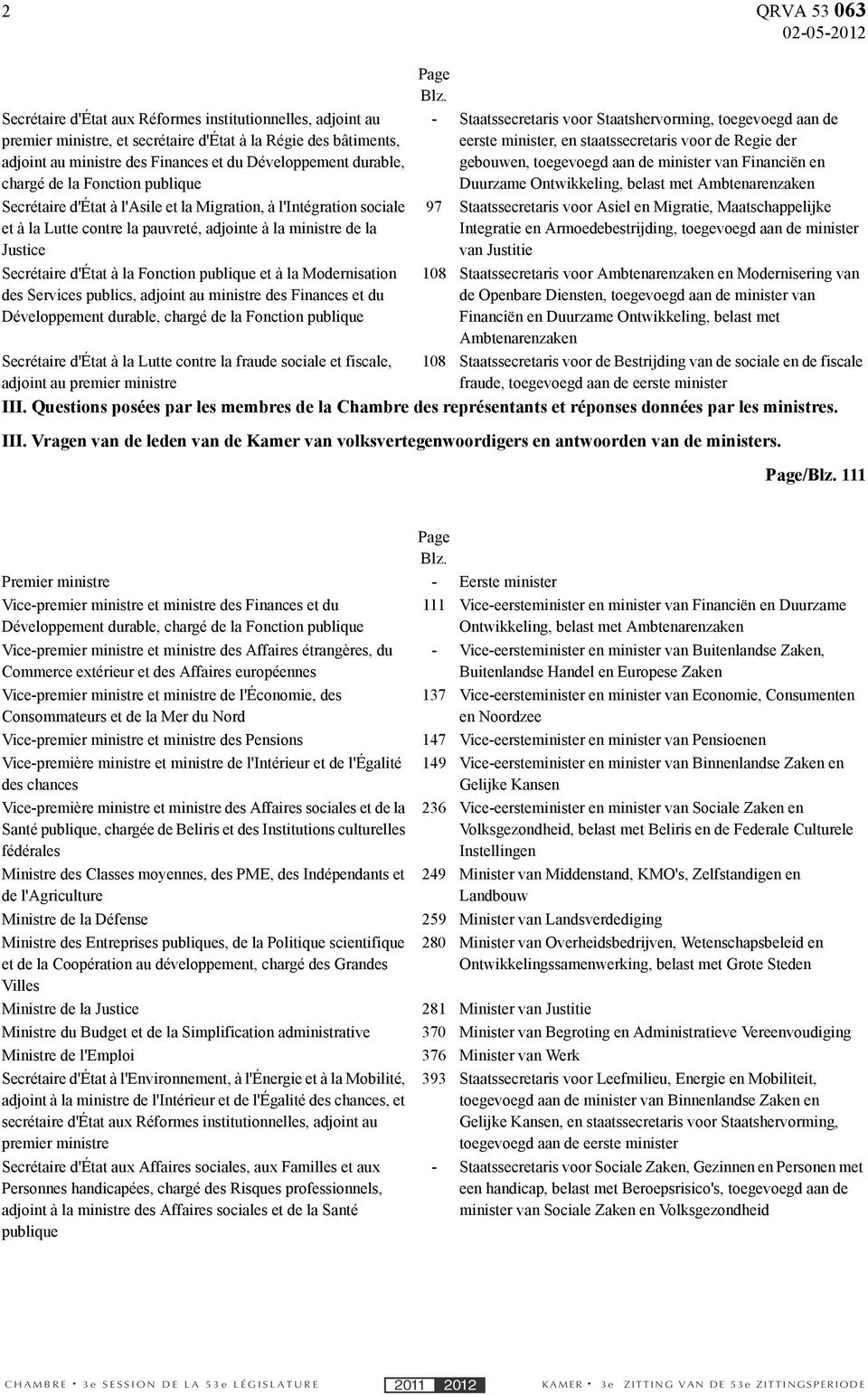 la Fonction publique et à la Modernisation des Services publics, adjoint au ministre des Finances et du Développement durable, chargé de la Fonction publique Page Blz.