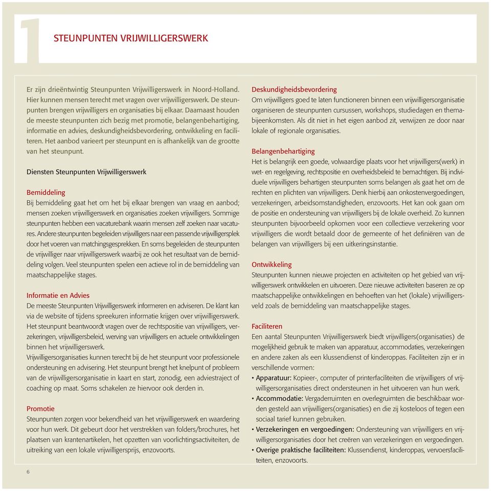 Daarnaast houden de meeste steunpunten zich bezig met promotie, belangenbehartiging, informatie en advies, deskundigheidsbevordering, ontwikkeling en faciliteren.