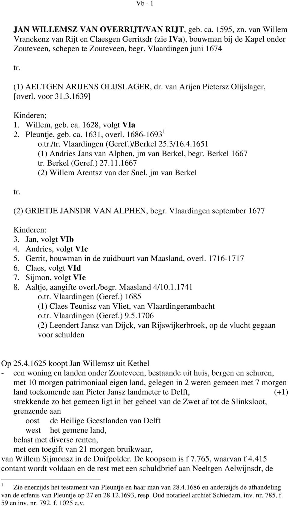 1686-1693 1 o.tr./tr. Vlaardingen (Geref.)/Berkel 25.3/16.4.1651 (1) Andries Jans van Alphen, jm van Berkel, begr. Berkel 1667 tr. Berkel (Geref.) 27.11.