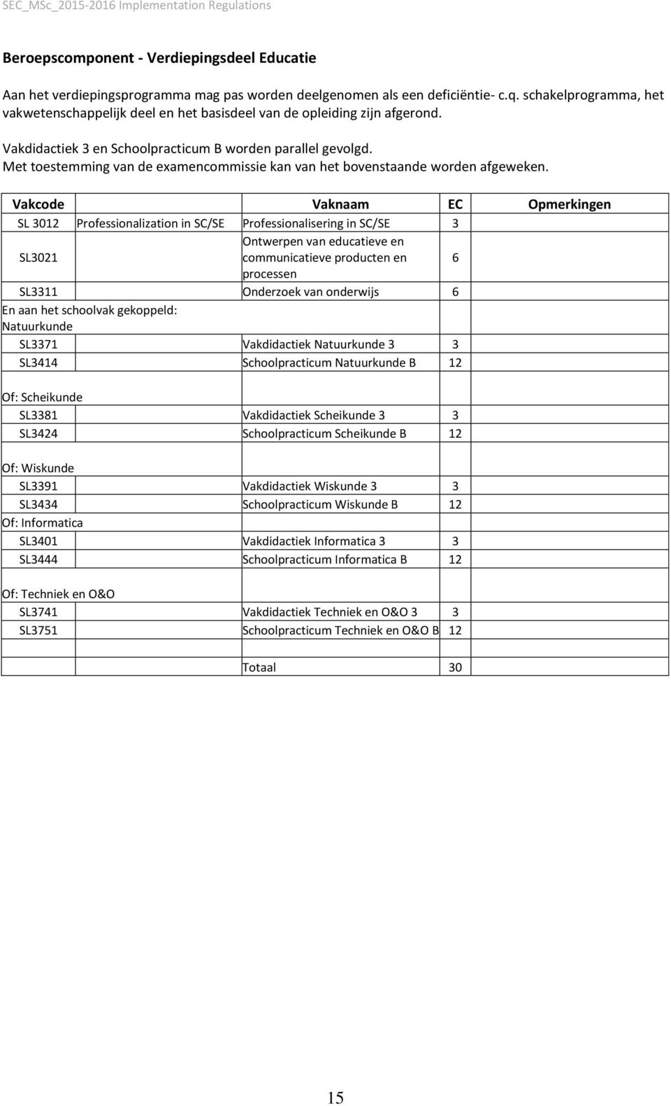 Met toestemming van de examencommissie kan van het bovenstaande worden afgeweken.