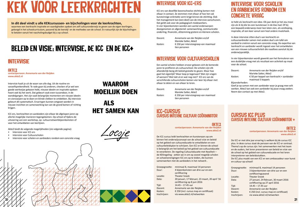 Beleid en Visie: Intervisie, de ICC en de ICC+ Intervisie Akte contactpersoon: Annemarie van der Reijden www.akte.nl Intervisie haalt je uit de waan van alle dag.