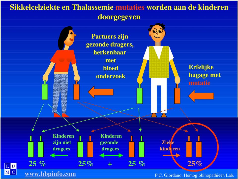 met mutatie L M U C 25 % 25% + 25 % 25% www.hbpinfo.