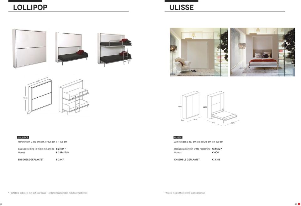 487 * Matras 329/stuk Basisopstelling in witte melamine 2.