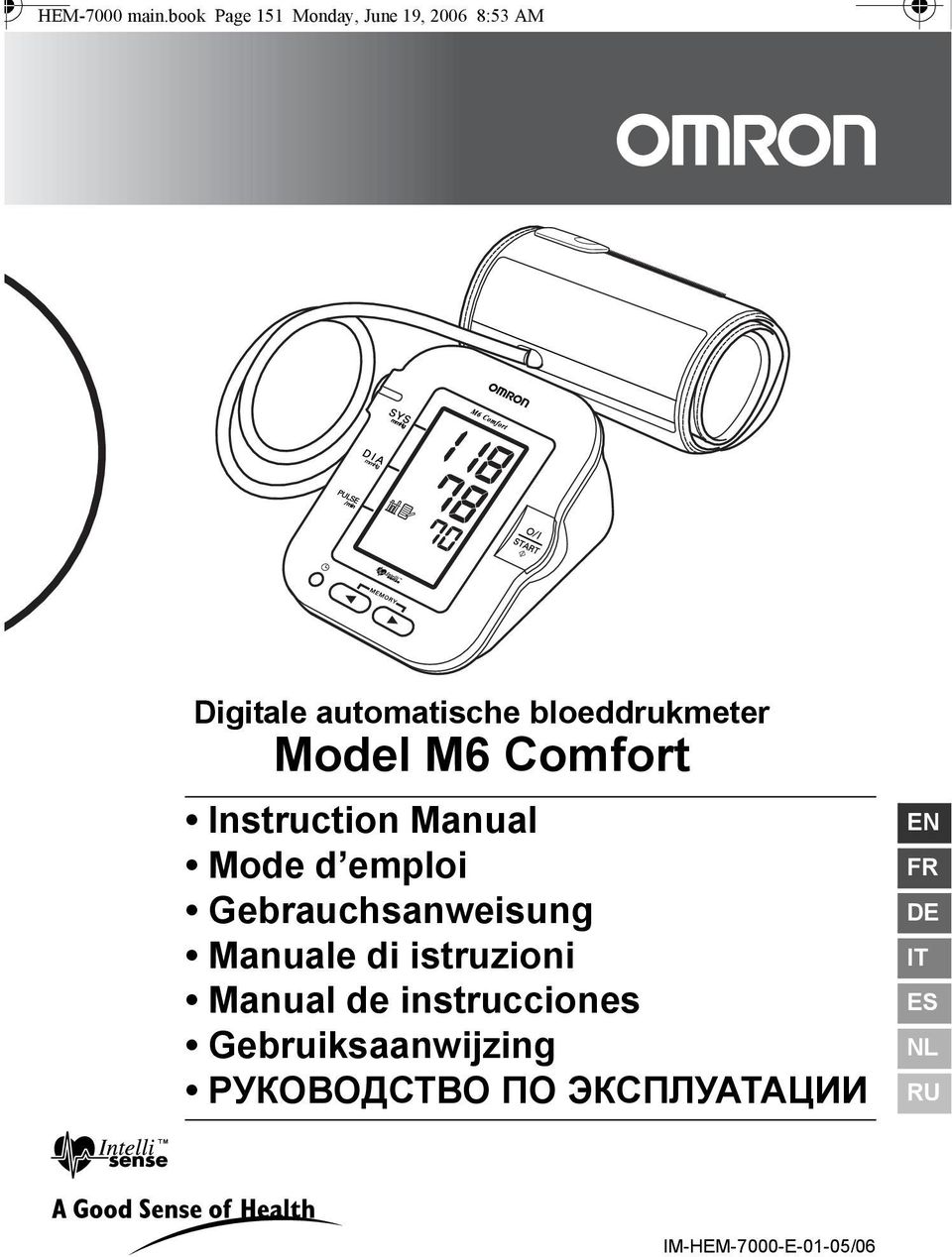 Digitale automatische bloeddrukmeter Model M6 Comfort Instruction Manual