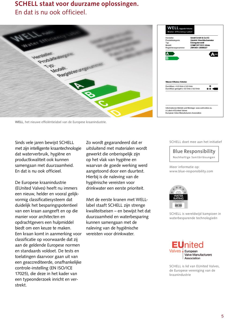 Betrieb und Montage: www.well-online.eu. A Label of EUnited Valves European Valve Manufacturers Association WELL, het nieuwe efficiëntielabel van de Europese kraanindustrie.
