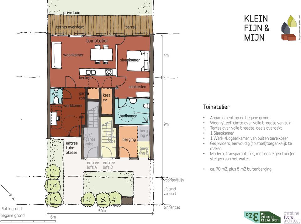 overdakt 1 Slaapkamer 1 Werk-/Logeerkamer van buiten bereikbaar Gelijkvloers, eenvoudig (rolstoel)toegankelijk te maken Modern, transparant, fris, met