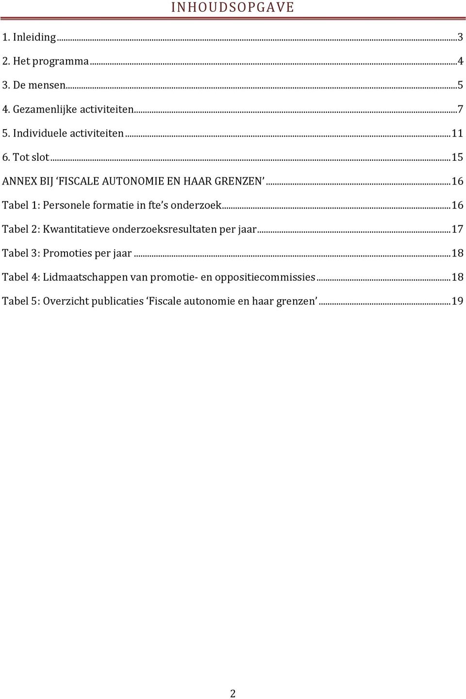 ..16 Tabel 1: Personele formatie in fte s onderzoek...16 Tabel 2: Kwantitatieve onderzoeksresultaten per jaar.