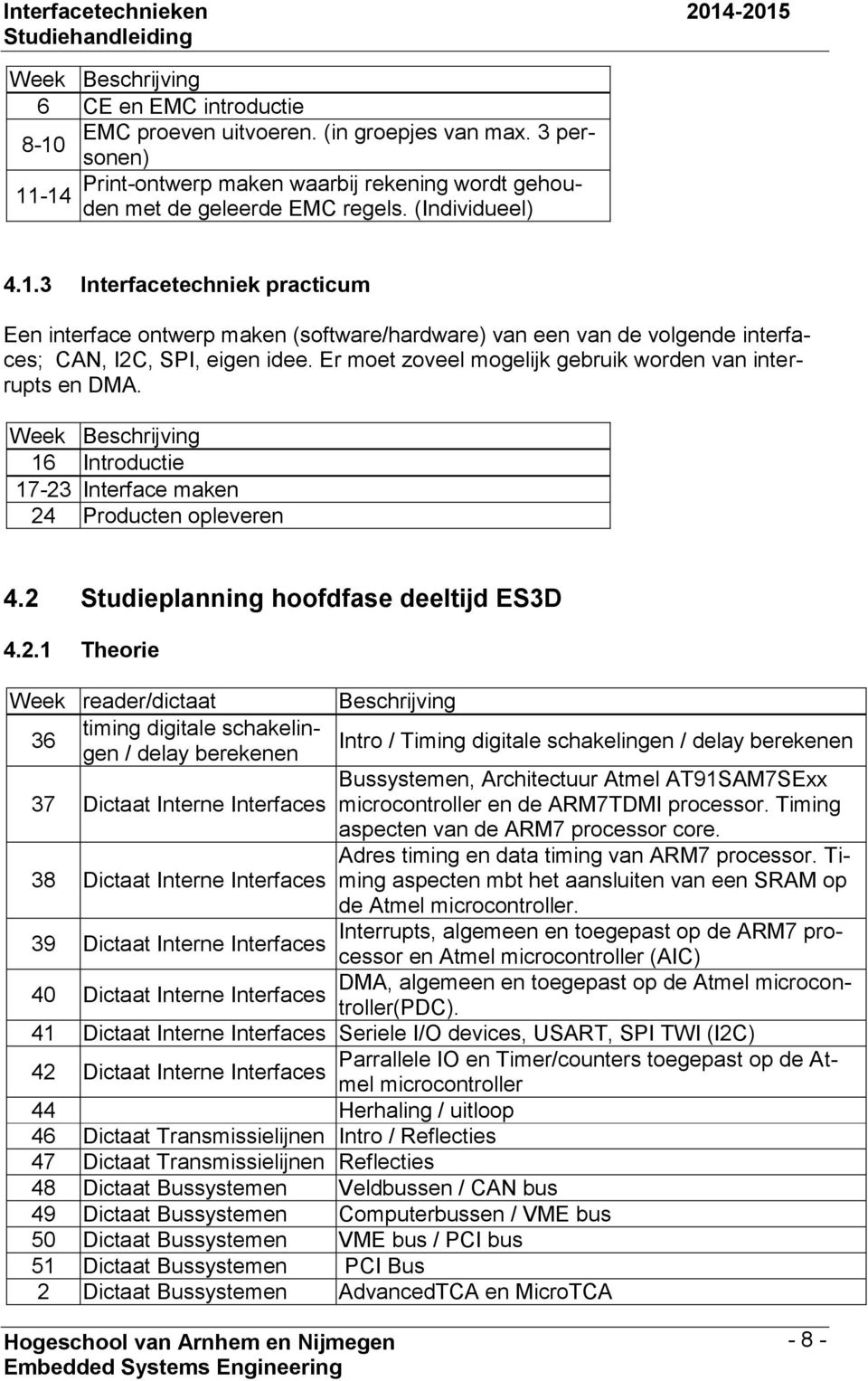 Er moet zoveel mogelijk gebruik worden van interrupts en DMA. Week Beschrijving 16 Introductie 17-23