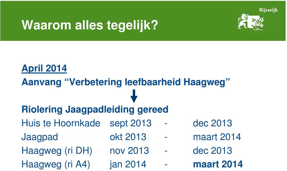 Jaagpadleiding gereed Huis te Hoornkade sept 2013 - dec 2013