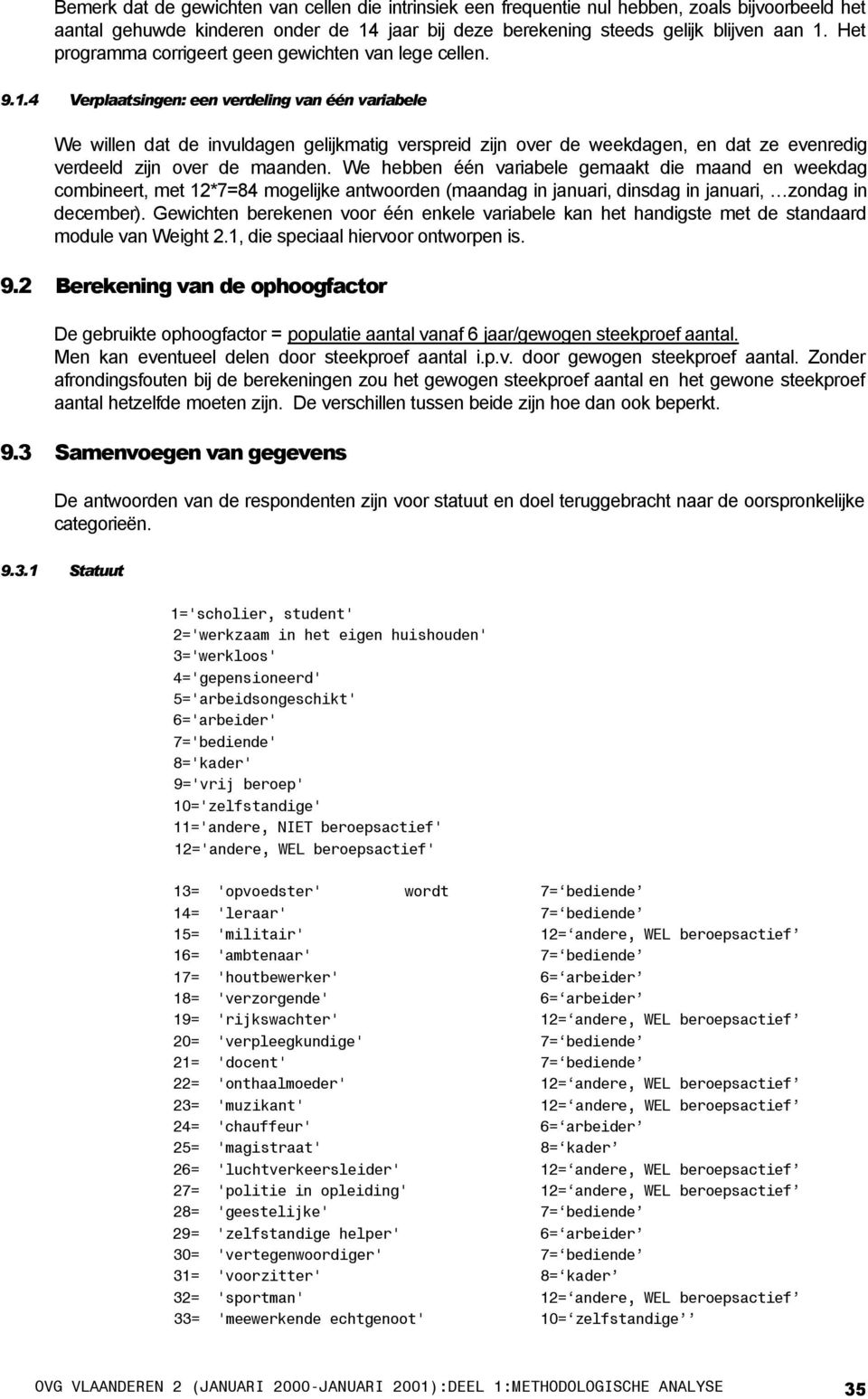 4 Verplaatsingen: een verdeling van één variabele We willen dat de invuldagen gelijkmatig verspreid zijn over de weekdagen, en dat ze evenredig verdeeld zijn over de maanden.