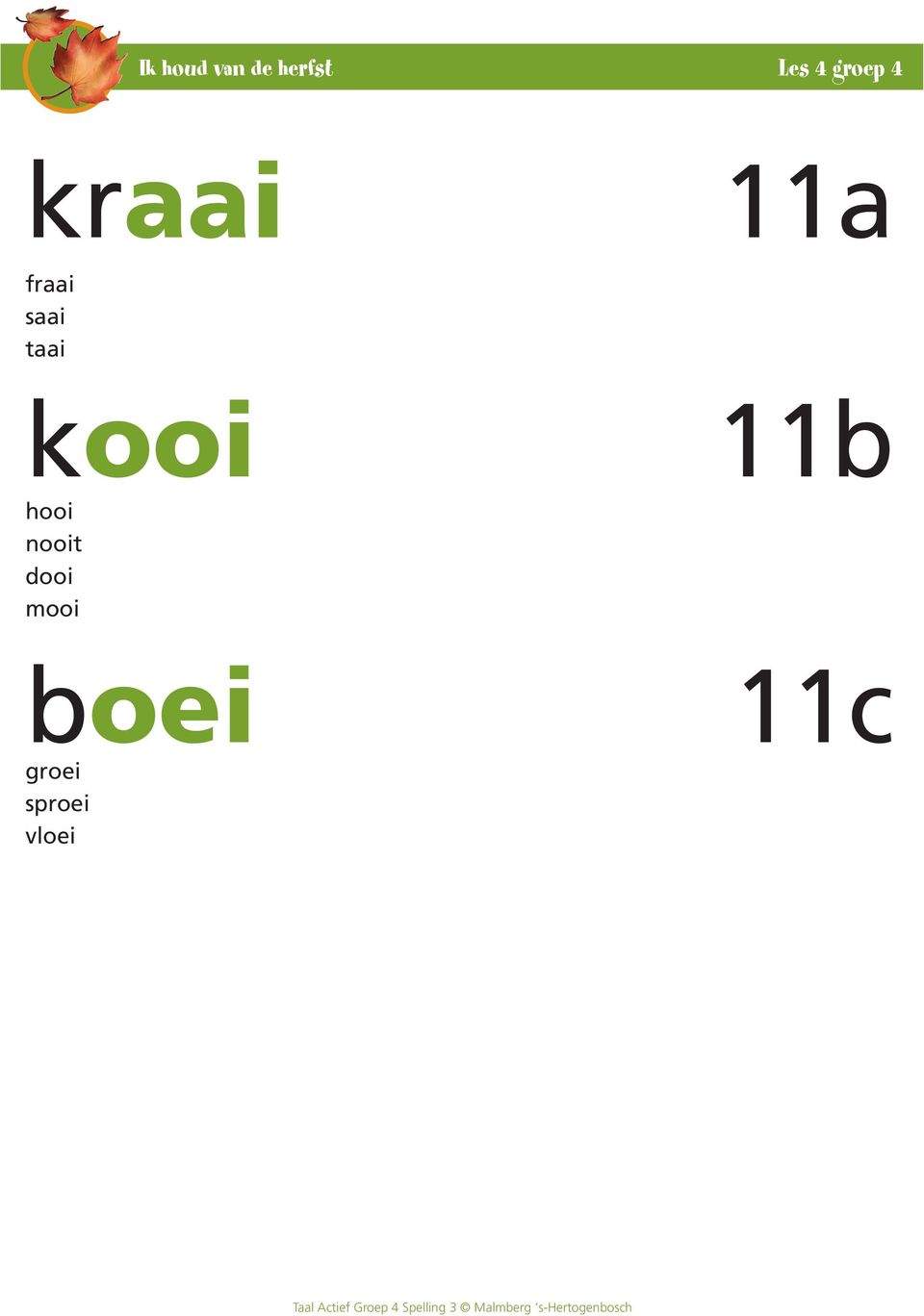 dooi mooi boei 11c groei sproei vloei Taal