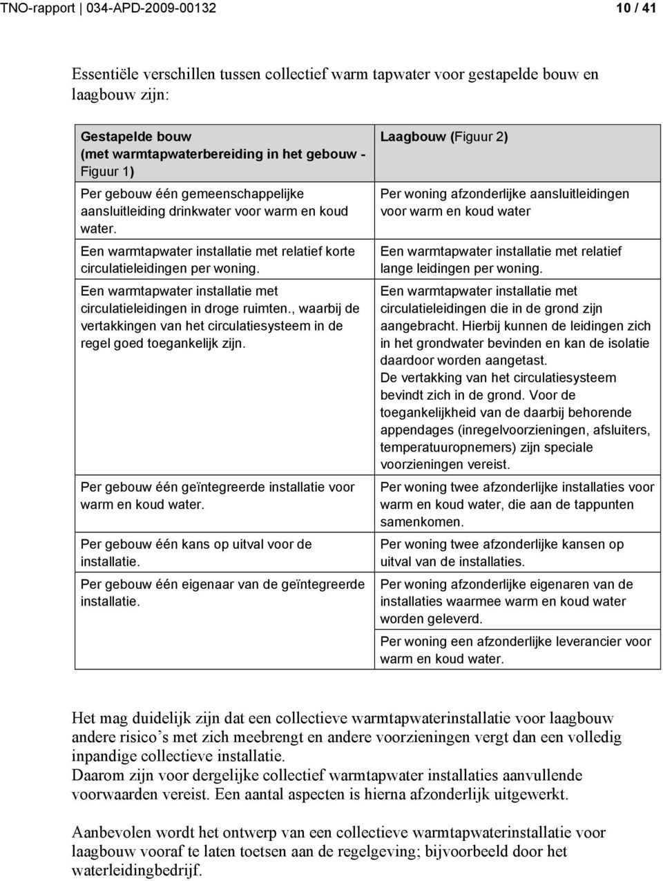 Een warmtapwater installatie met circulatieleidingen in droge ruimten., waarbij de vertakkingen van het circulatiesysteem in de regel goed toegankelijk zijn.