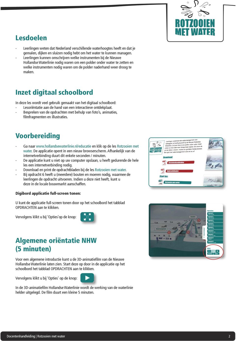 droog te maken. VERODEN Inzet digitaal schoolbord In deze les wordt veel gebruik gemaakt van het digitaal schoolbord: - Lesoriëntatie aan de hand van een interactieve ontdekplaat.