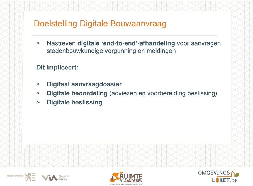 vergunning en meldingen Dit impliceert: > Digitaal