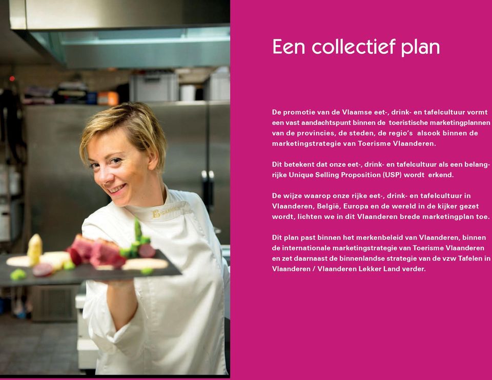 De wijze waarop onze rijke eet-, drink- en tafelcultuur in Vlaanderen, België, Europa en de wereld in de kijker gezet wordt, lichten we in dit Vlaanderen brede marketingplan toe.