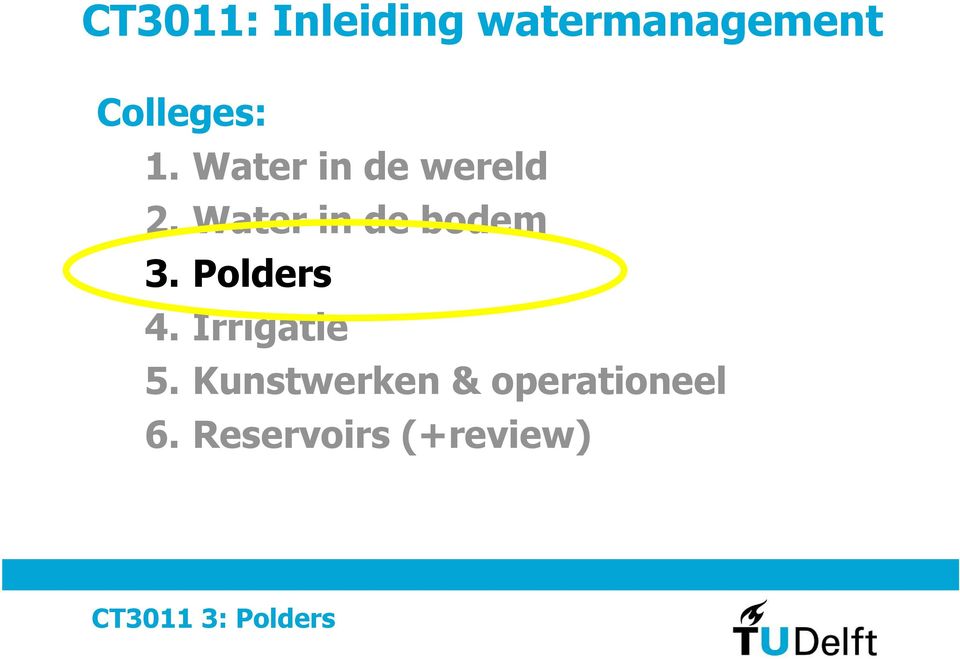 Water in de bodem 3. Polders 4.