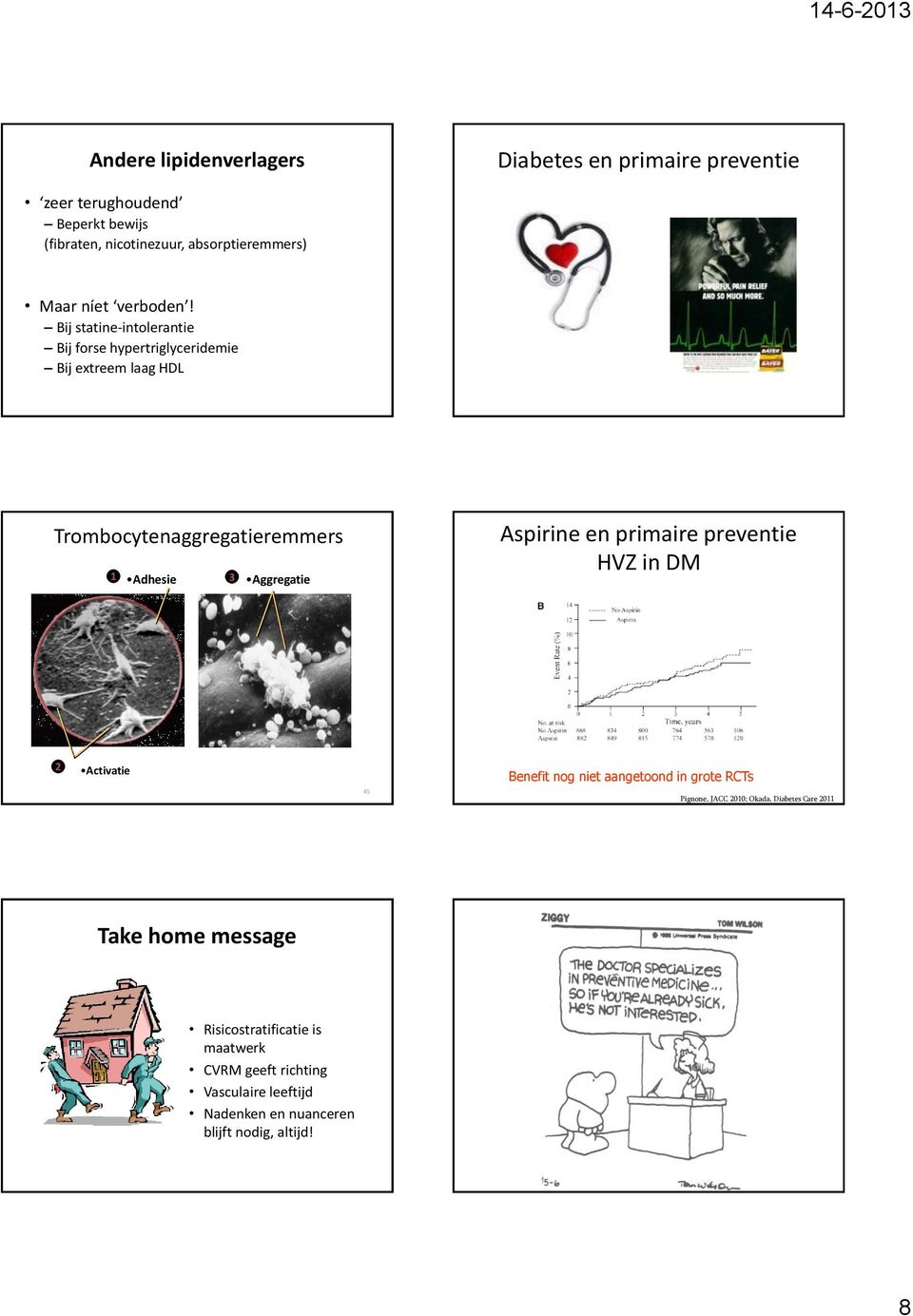 Bij statine-intolerantie Bij forse hypertriglyceridemie Bij extreem laag HDL Trombocytenaggregatieremmers 1 Adhesie 3 Aggregatie Aspirine