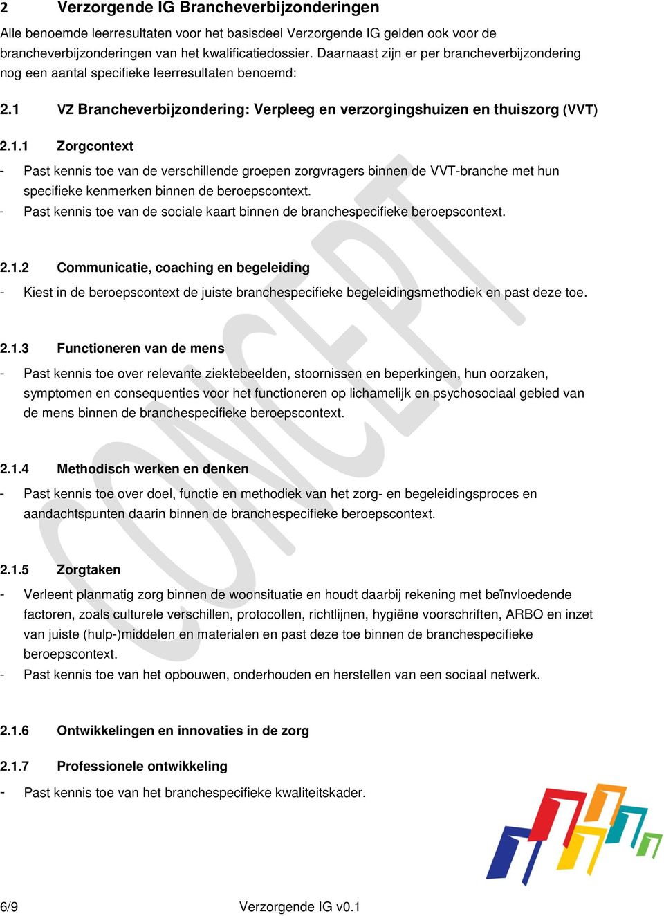 VZ Brancheverbijzondering: Verpleeg en verzorgingshuizen en thuiszorg (VVT) 2.1.