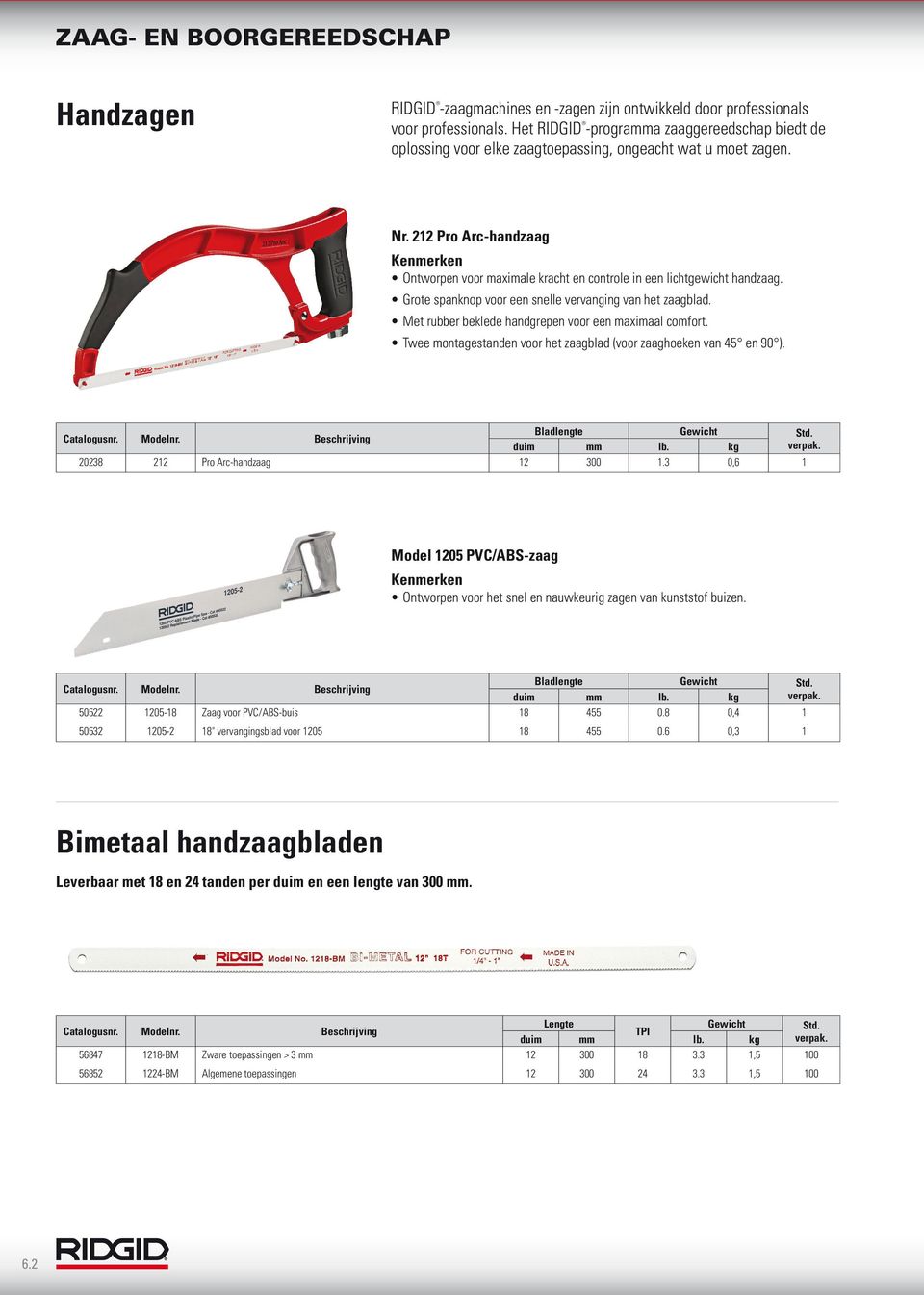 212 Pro Arc-handzaag Kenmerken Ontworpen voor maximale kracht en controle in een lichtgewicht handzaag. Grote spanknop voor een snelle vervanging van het zaagblad.