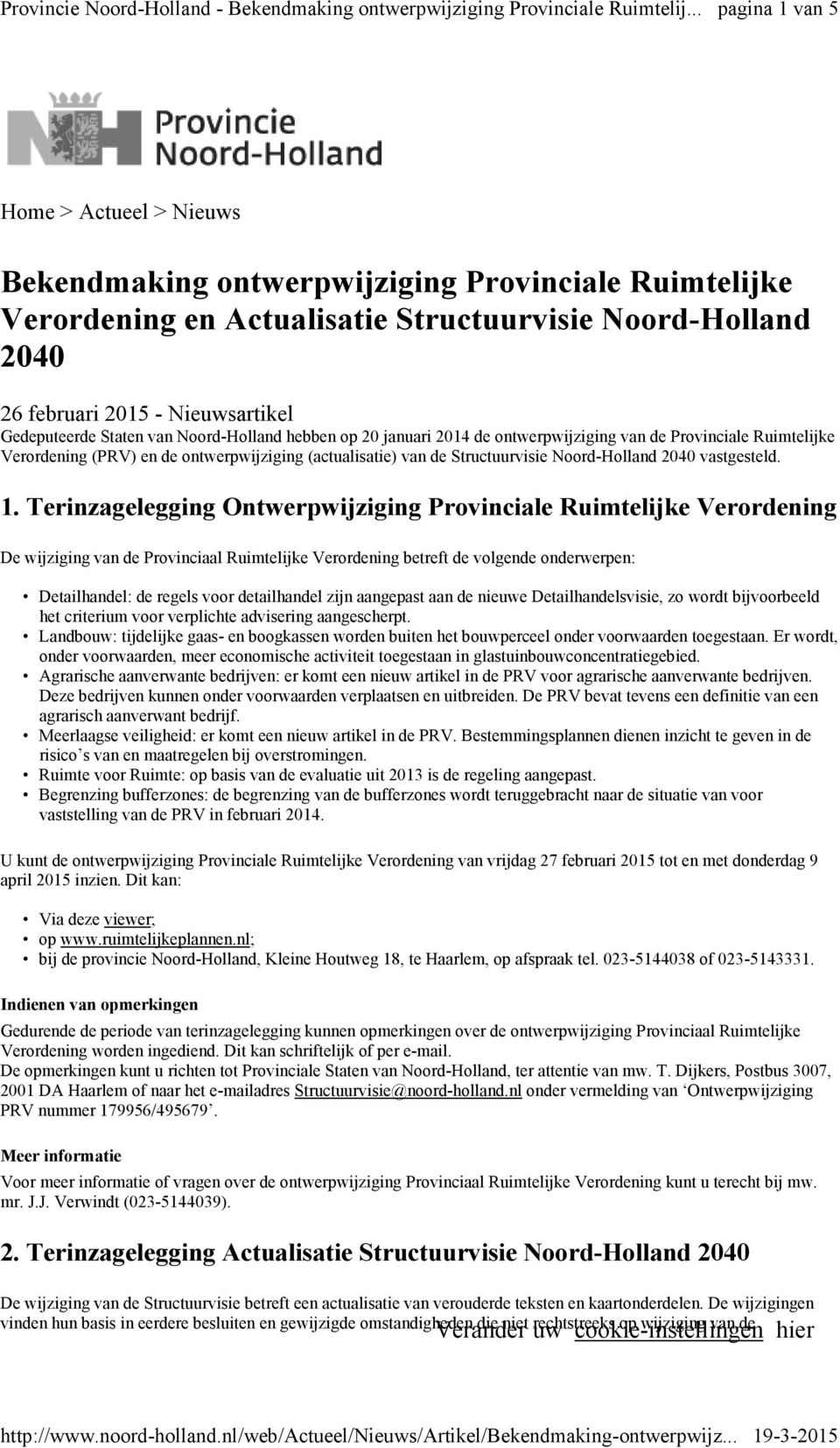 Noord-Holland 2040 vastgesteld. 1.