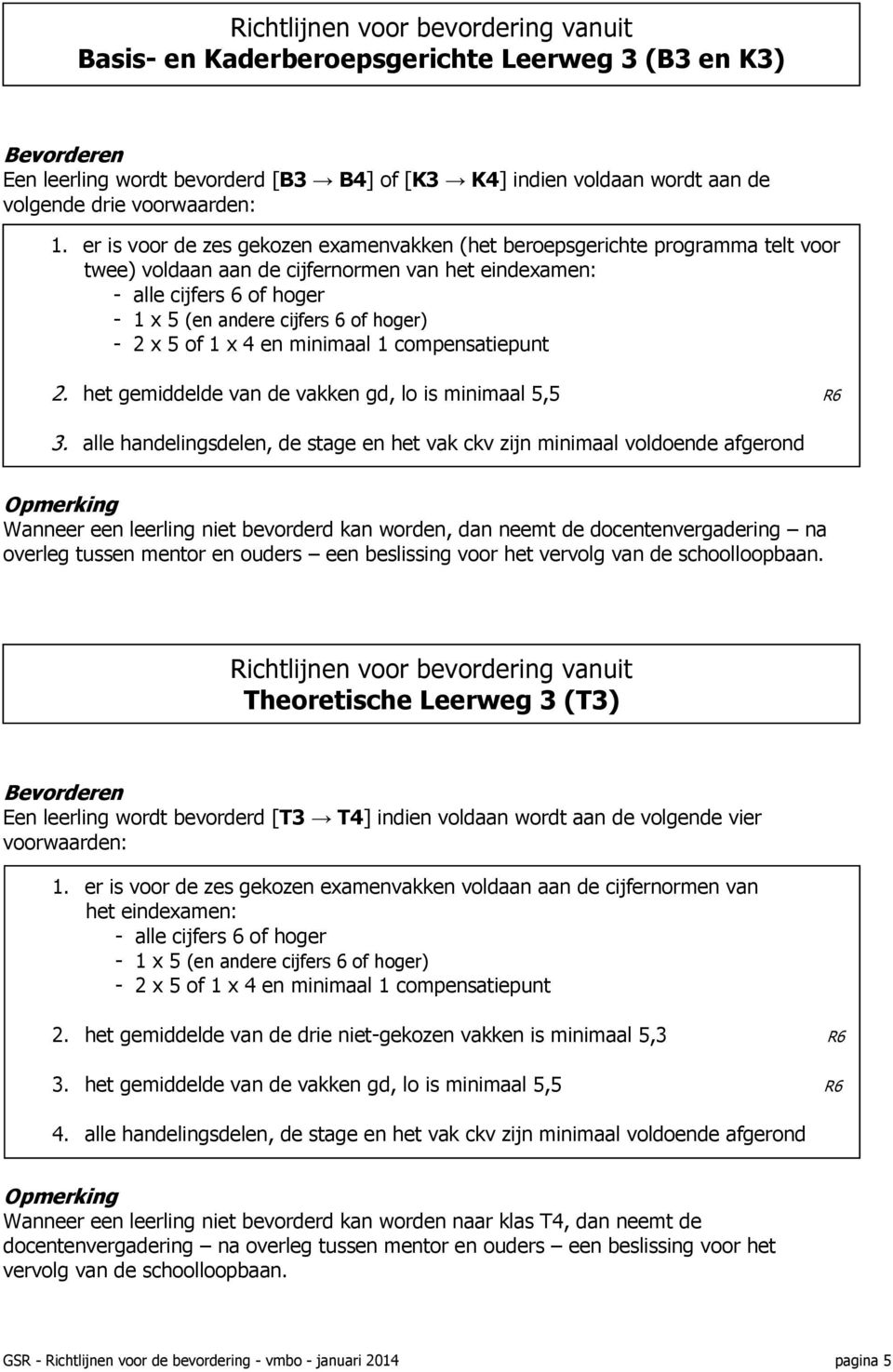 er is voor de zes gekozen examenvakken (het beroepsgerichte programma telt voor twee) voldaan aan de cijfernormen van het eindexamen: - alle cijfers 6 of hoger - 1 x 5 (en andere cijfers 6 of hoger)