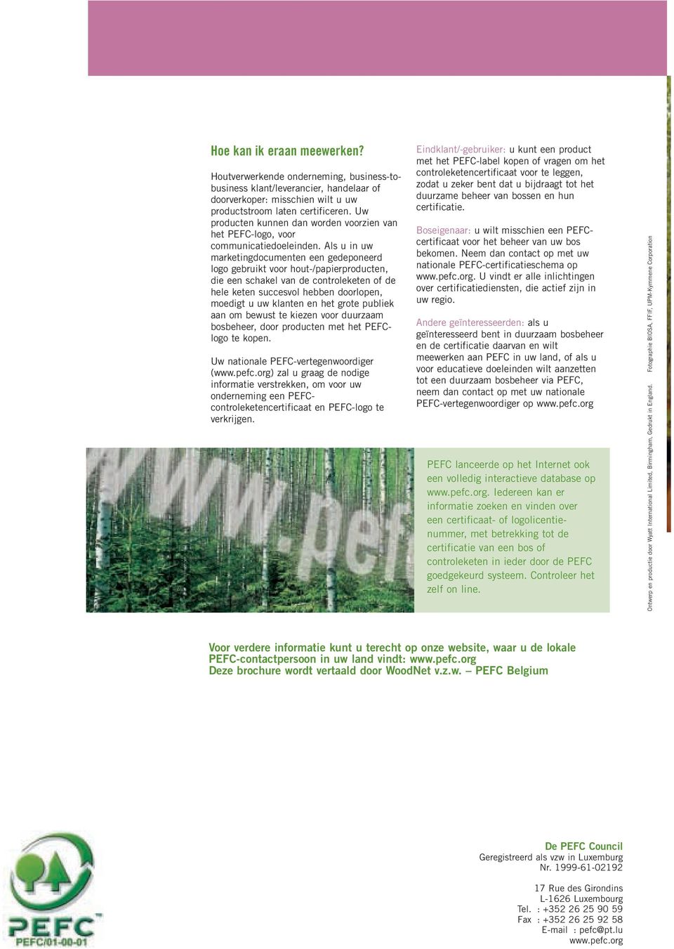 Als u in uw marketingdocumenten een gedeponeerd logo gebruikt voor hout-/papierproducten, die een schakel van de controleketen of de hele keten succesvol hebben doorlopen, moedigt u uw klanten en het