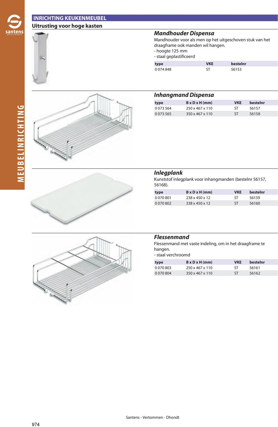 56158 Inlegplank Kunststof inlegplank voor inhangmanden (bestelnr 56157, 56168).