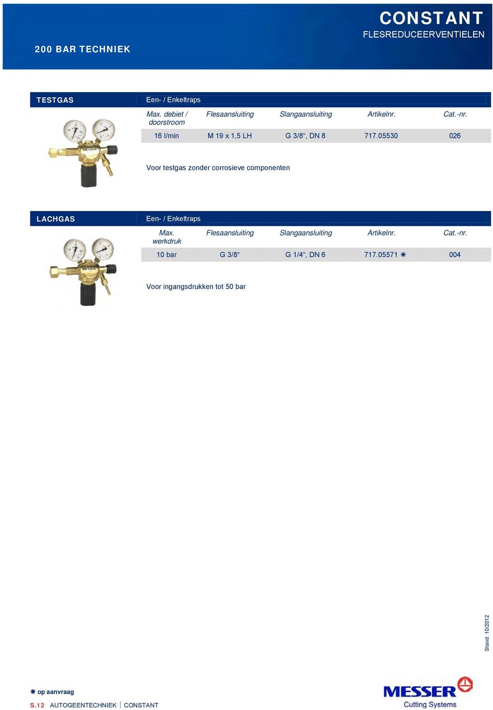 05530 026 Voor testgas zonder corrosieve componenten LACHGAS Een- / Enkeltraps Max.