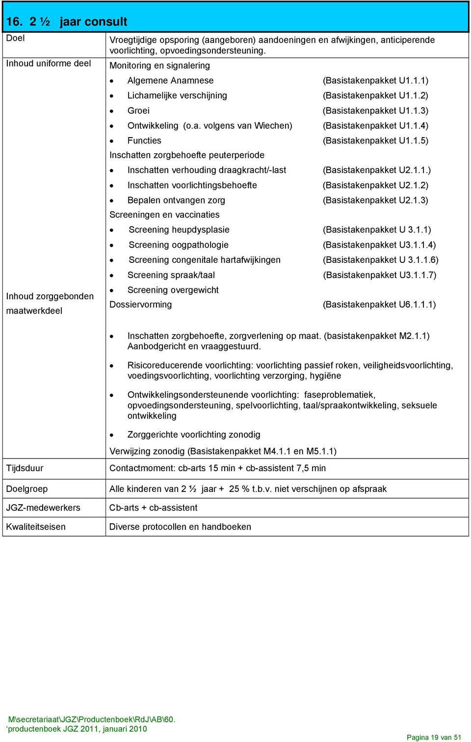 1.4) Functies (Basistakenpakket U1.1.5) Inschatten zorgbehoefte peuterperiode Inschatten verhouding draagkracht/-last (Basistakenpakket U2.1.1.) Inschatten voorlichtingsbehoefte (Basistakenpakket U2.