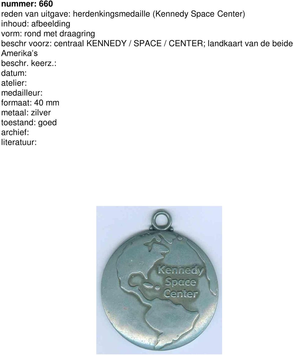 voorz: centraal KENNEDY / SPACE / CENTER; landkaart van de