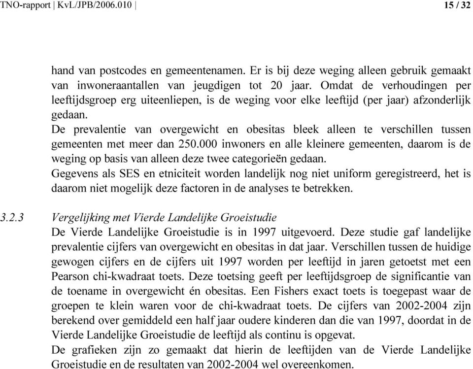 De prevalentie van overgewicht en obesitas bleek alleen te verschillen tussen gemeenten met meer dan 250.