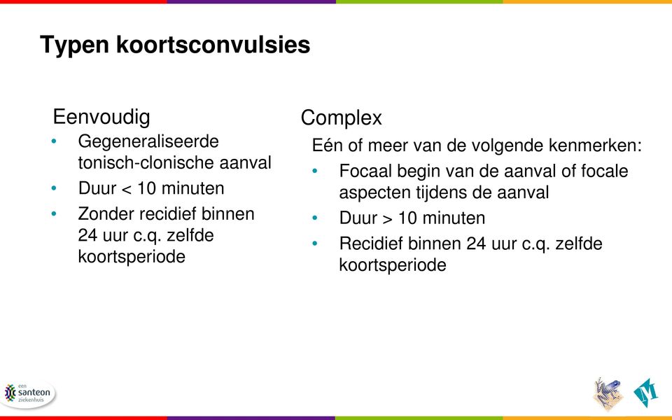 zelfde koortsperiode Complex Eén of meer van de volgende kenmerken: Focaal begin