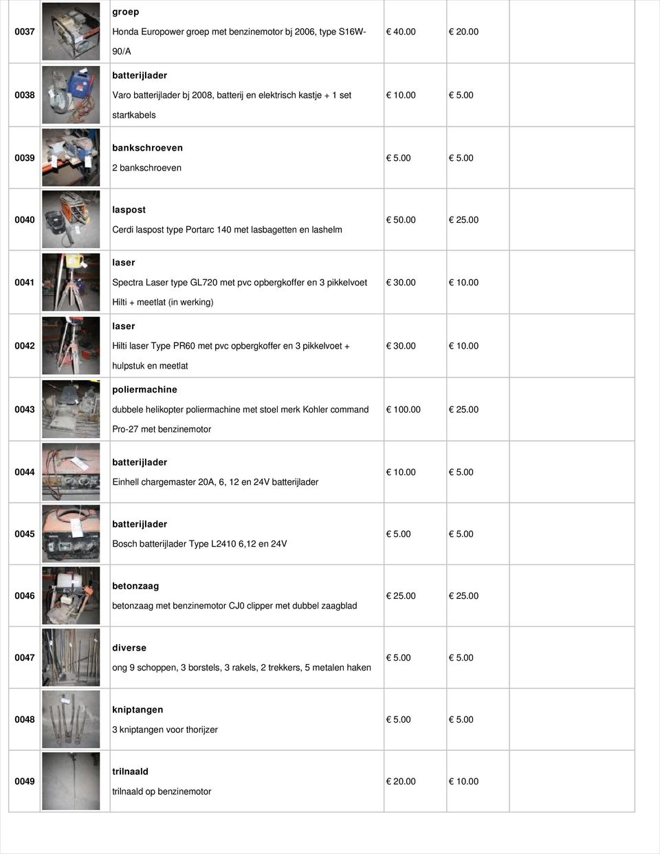 lashelm 0041 laser Spectra Laser type GL720 met pvc opbergkoffer en 3 pikkelvoet Hilti + meetlat (in werking) 0042 laser Hilti laser Type PR60 met pvc opbergkoffer en 3 pikkelvoet + hulpstuk en