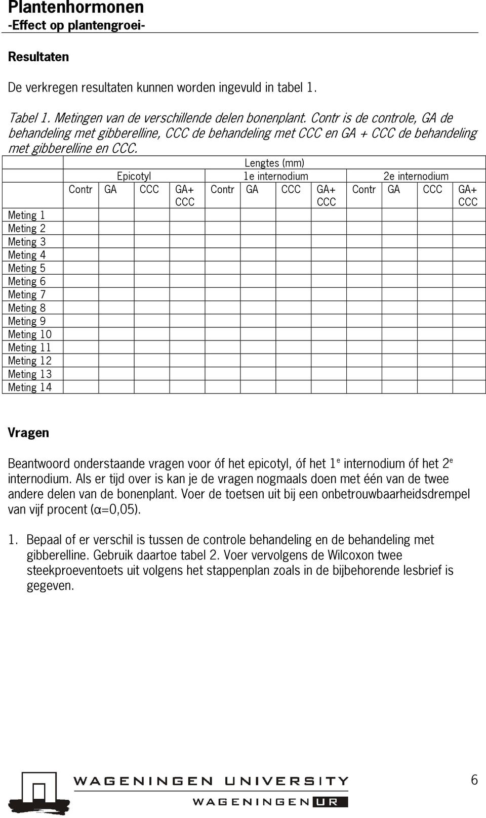 Lengtes (mm) Meting 1 Meting 2 Meting 3 Meting 4 Meting 5 Meting 6 Meting 7 Meting 8 Meting 9 Meting 10 Meting 11 Meting 12 Meting 13 Meting 14 Epicotyl 1e internodium 2e internodium Contr GA CCC GA+