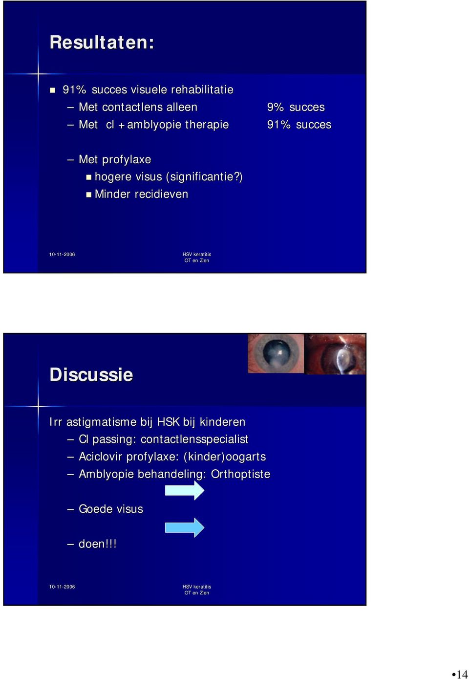 ) Minder recidieven Discussie Irr astigmatisme bij HSK bij kinderen Cl passing: