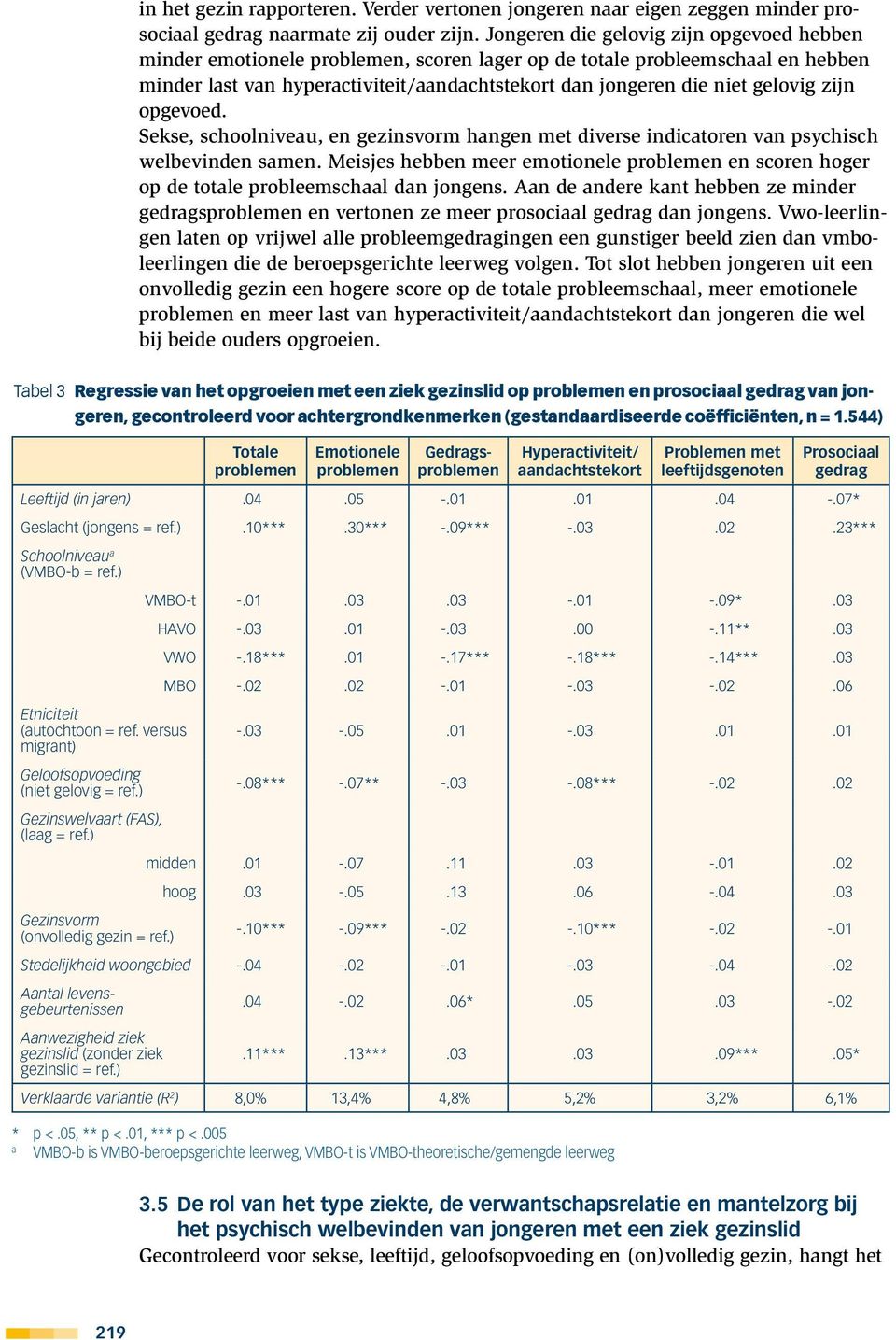 zijn opgevoed. Sekse, schoolniveau, en gezinsvorm hangen met diverse indicatoren van psychisch welbevinden samen.