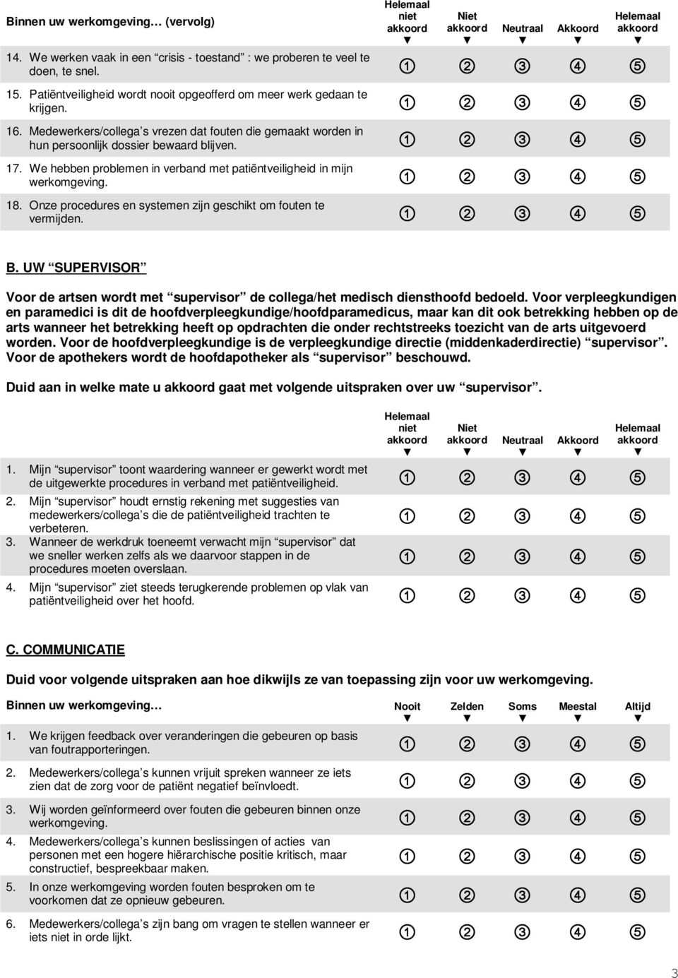 Onze procedures en systemen zijn geschikt om fouten te vermijden. B. UW SUPERVISOR Voor de artsen wordt met supervisor de collega/het medisch diensthoofd bedoeld.