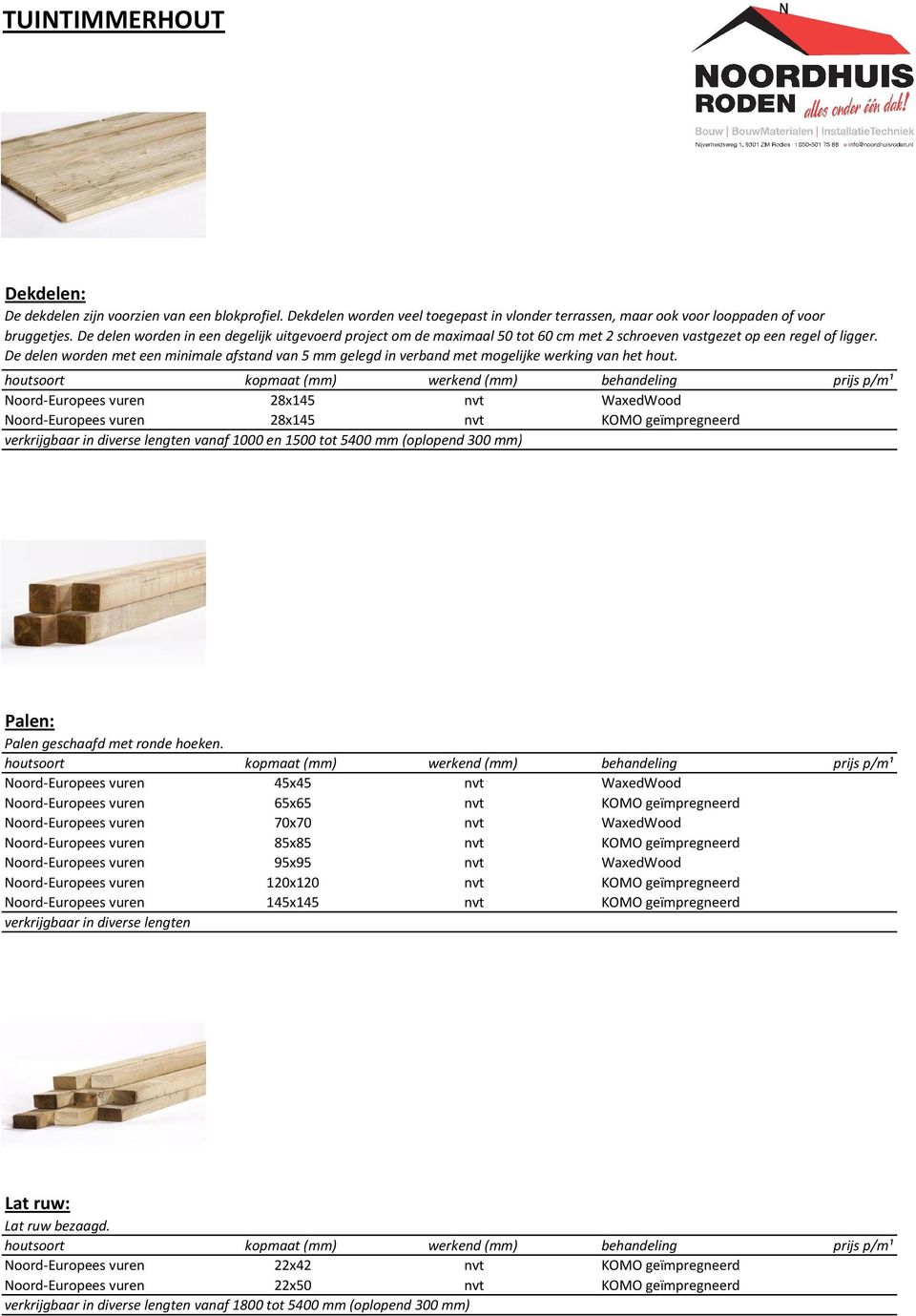 De delen worden met een minimale afstand van 5 mm gelegd in verband met mogelijke werking van het hout.