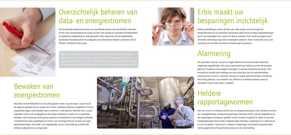 Met Erbis kunt u vooraf ingestelde normen voor energiegebruik eenvoudig configureren op basis van uw specifieke behoeften.