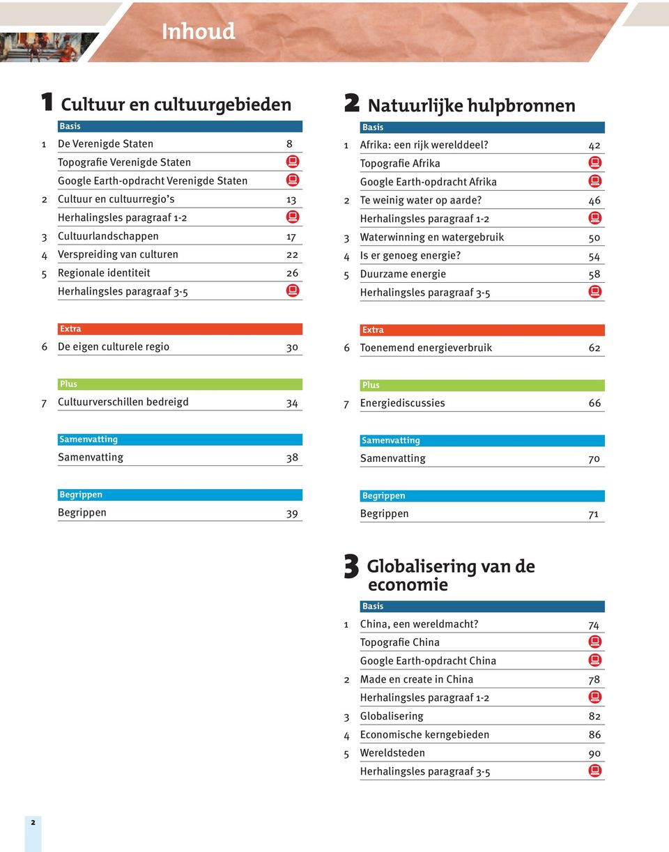 42 Topografie Afrika Google Earth-opdracht Afrika 2 Te weinig water op aarde? 46 Herhalingsles paragraaf 1-2 3 Waterwinning en watergebruik 50 4 Is er genoeg energie?