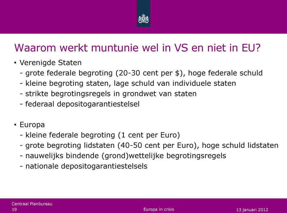 individuele staten strikte begrotingsregels in grondwet van staten federaal depositogarantiestelsel Europa kleine federale
