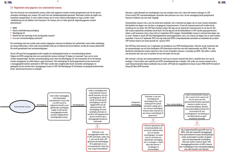 incasso. Dit wordt ook wel mandaatregistratie genoemd. Daarnaast worden de regels voor incasseren aangescherpt.