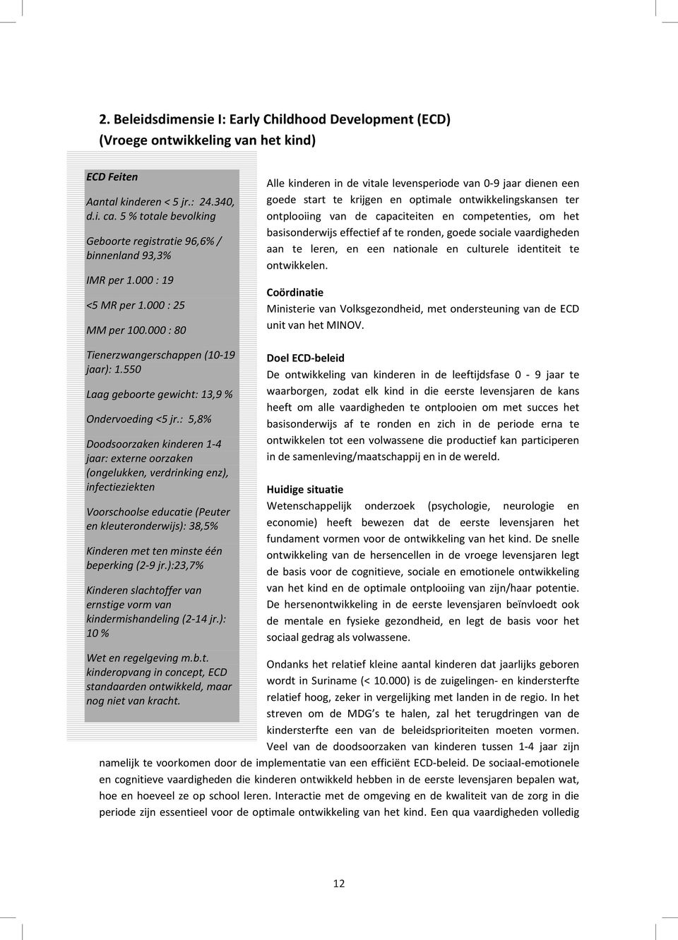 000 : 80 Alle kinderen in de vitale levensperiode van 0-9 jaar dienen een goede start te krijgen en optimale ontwikkelingskansen ter ontplooiing van de capaciteiten en competenties, om het