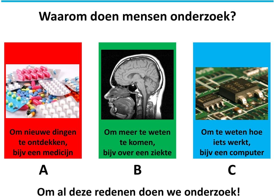 meer te weten te komen, bijv over een ziekte Om te